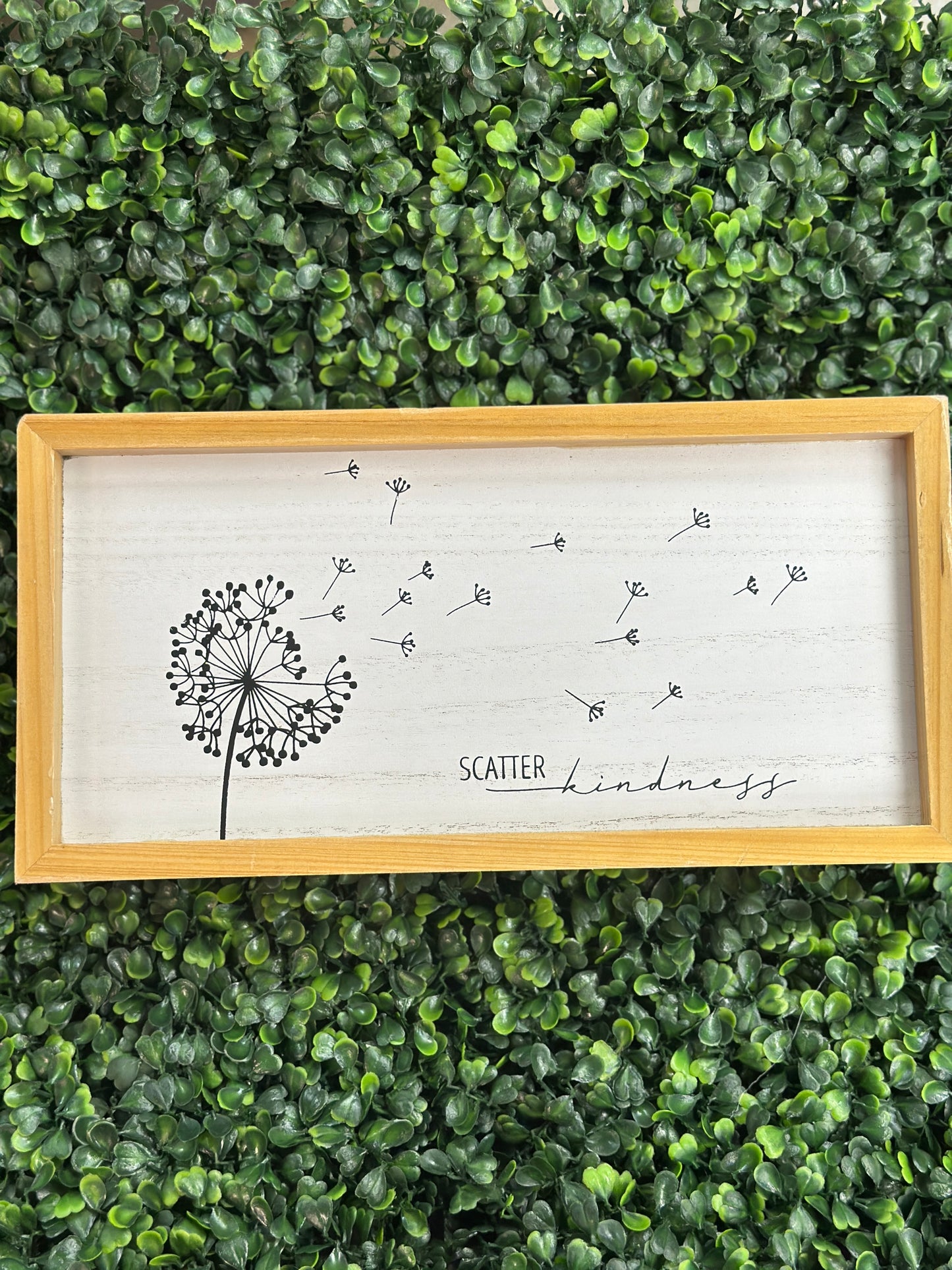 Wood Framed Dandelion Tabletop Box Sign