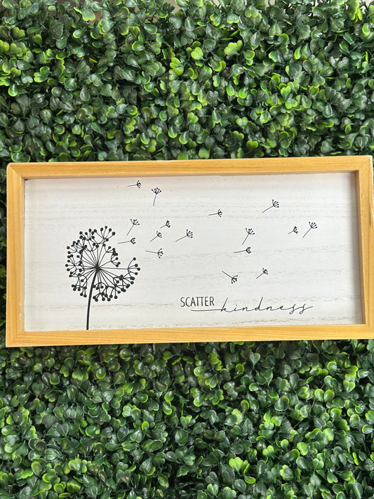 Wood Framed Dandelion Tabletop Box Sign