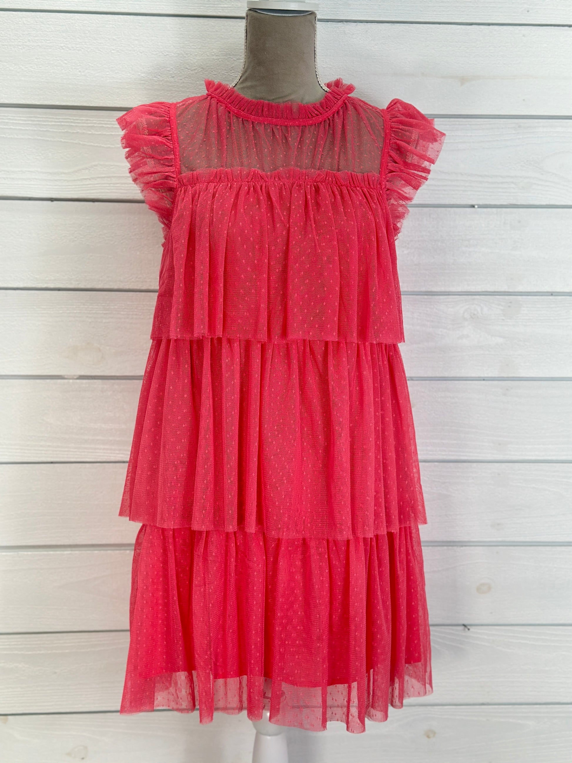 Pink Lace Layered Sleeveless Dress