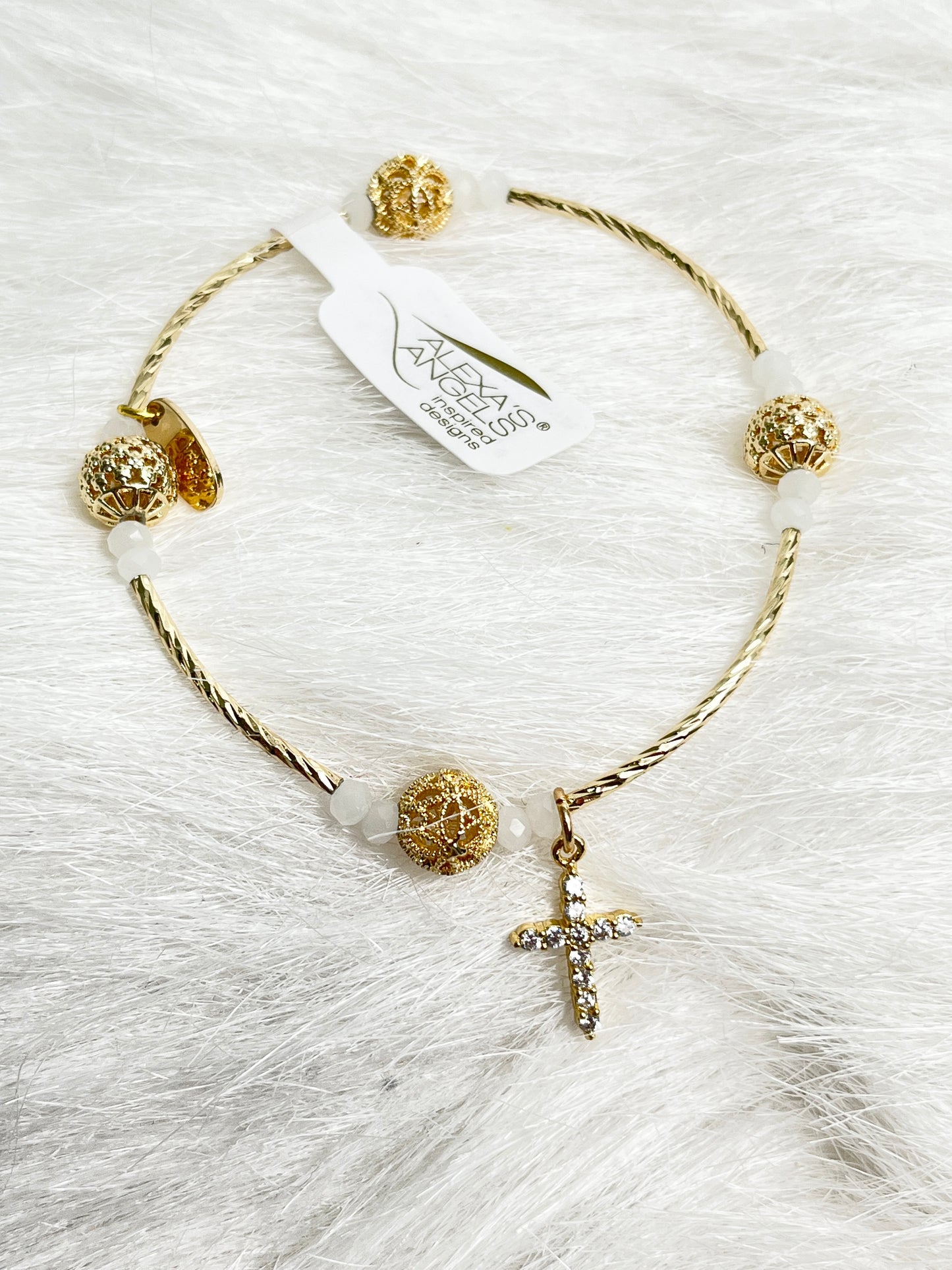 Gold Bracelets With Crystal Cross Charm
