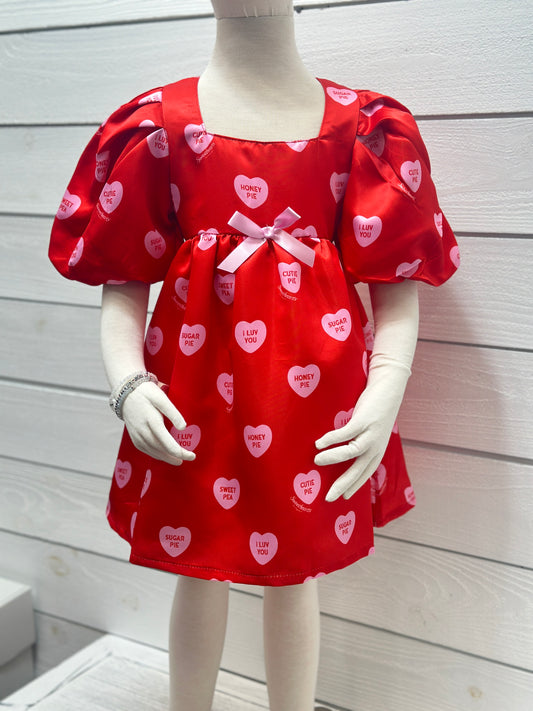 Melt My Heart Puff Sleeve Girls Dress