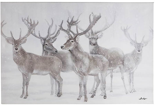 Snowy Bucks Printed Canvas