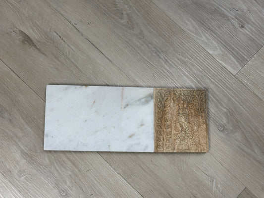 Rectangle Marble & Wood Carved Serving Board