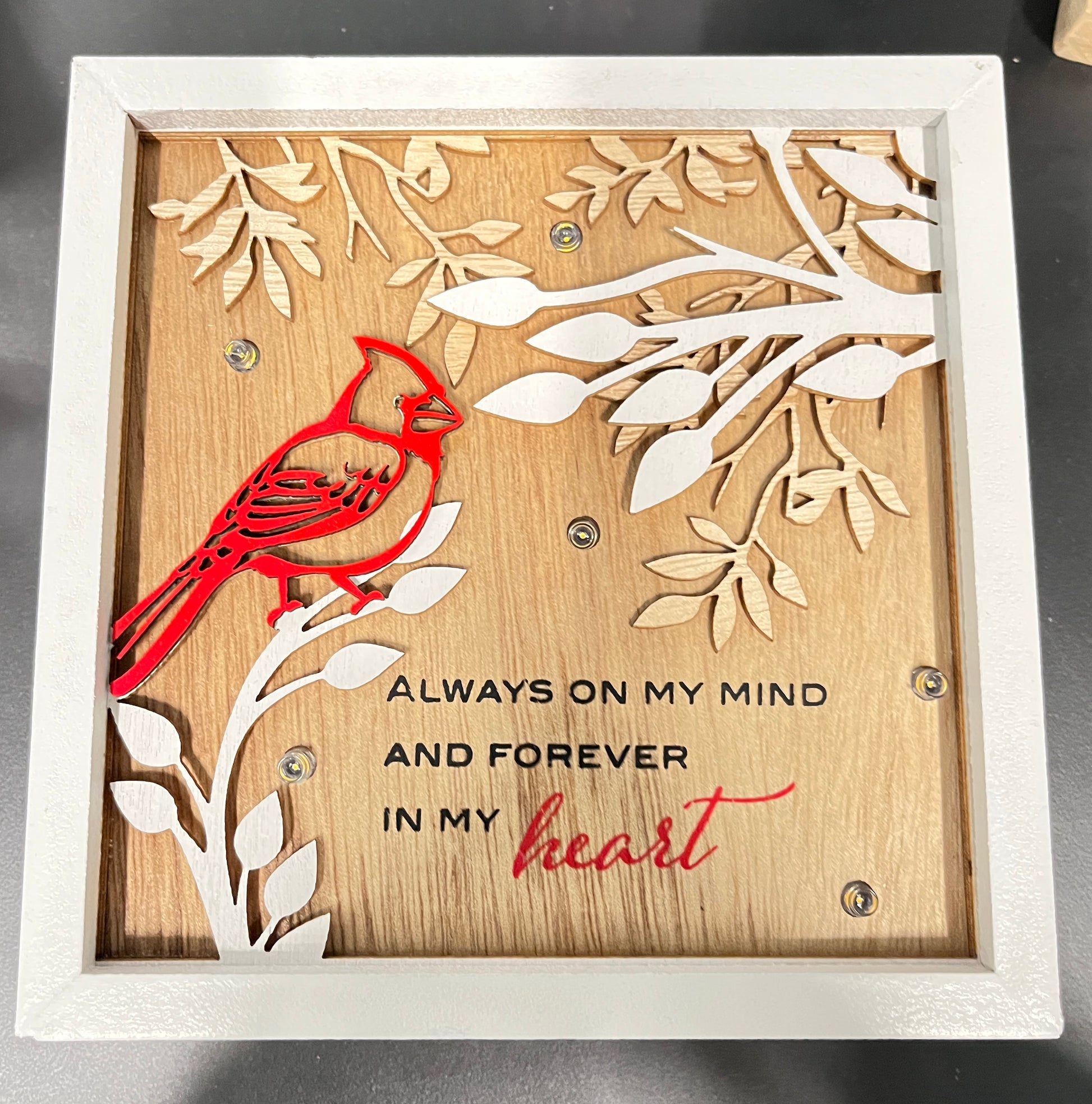 Light Up In My Heart Cardinal Box Sign