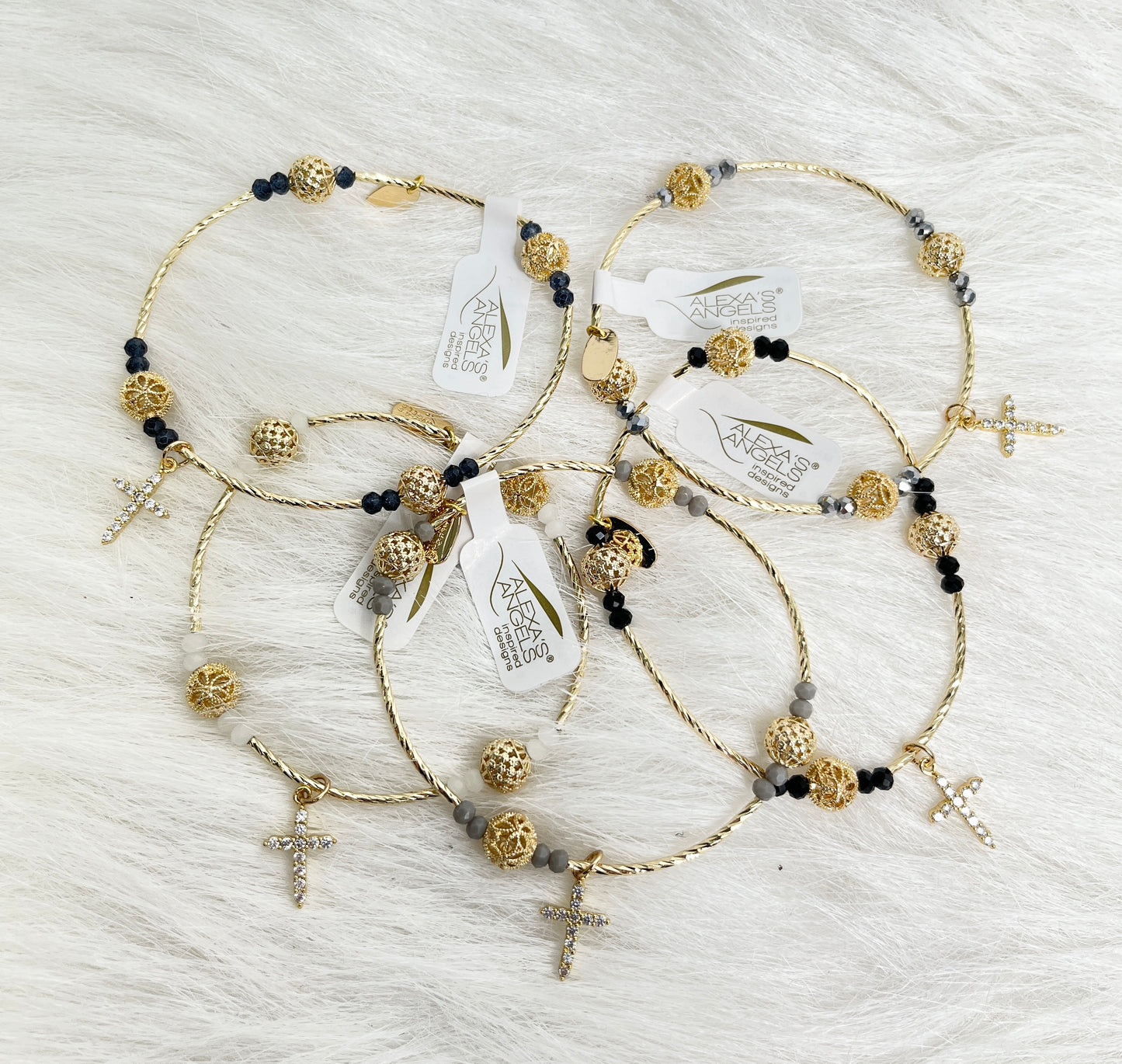 Gold Bracelets With Crystal Cross Charm