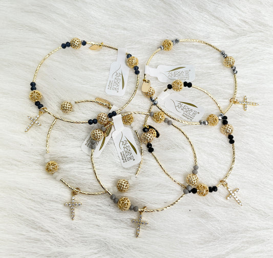 Gold Bracelets With Crystal Cross Charm