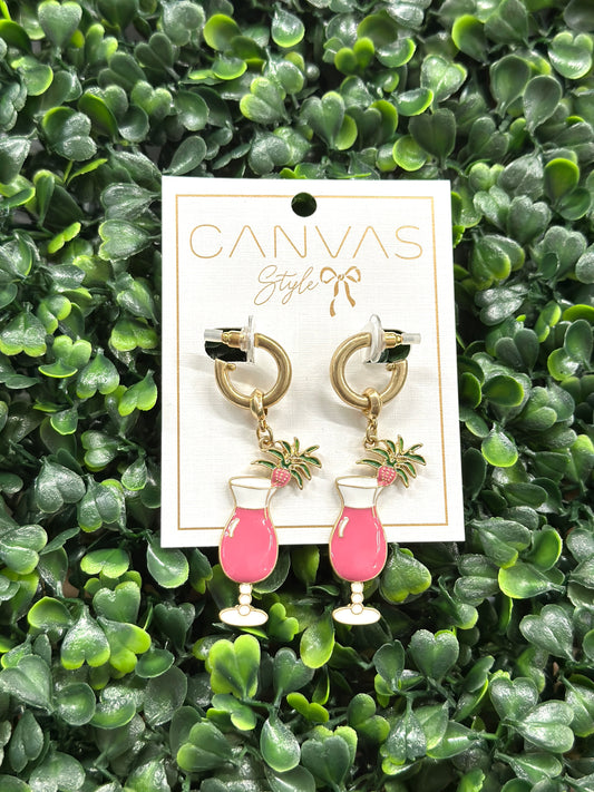 Canvas Style Pink Fruity Daquari Earrings