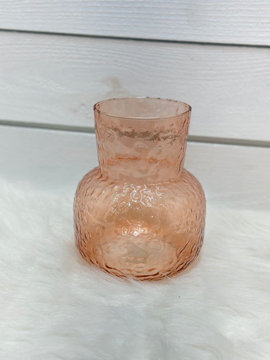 Soft Peach Color Hammered Glass Vase
