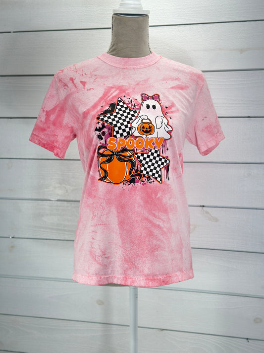 Spooky Pink Bleached Halloween Tee