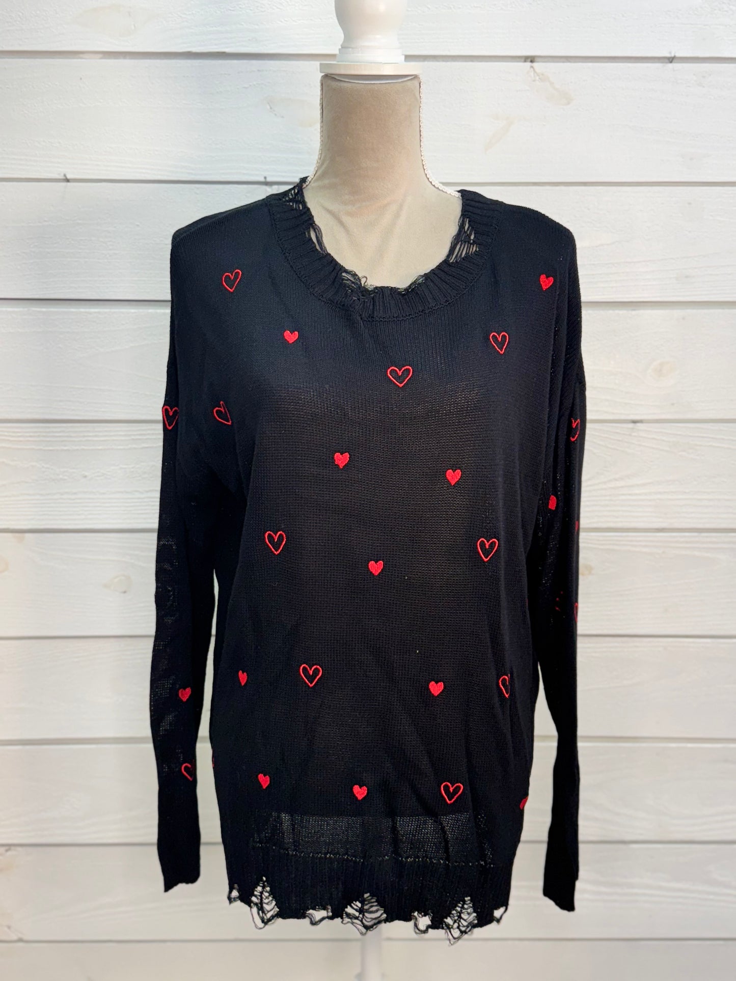 Distressed Heart Sweater