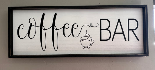 Black & White Wood Coffee Bar Sign