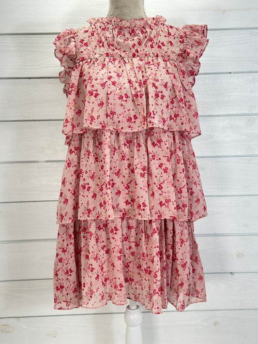 Dusty Rose Layered Floral Dress