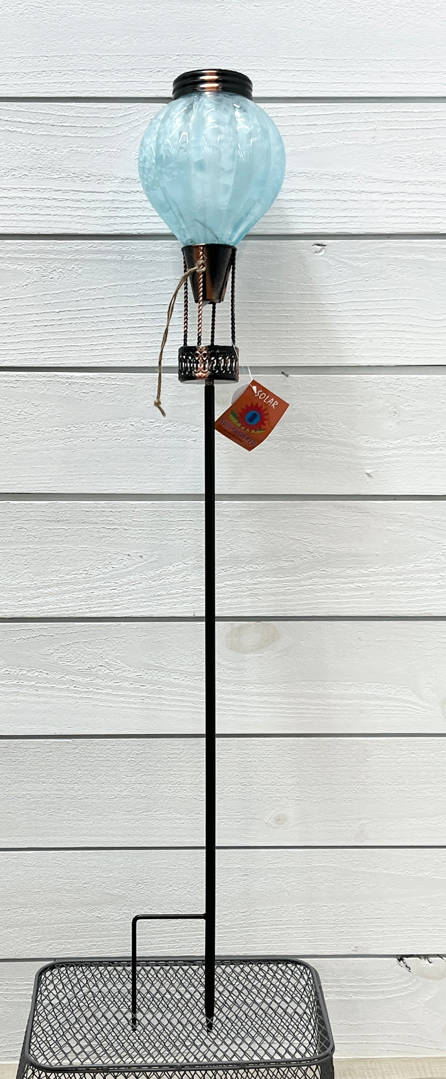 Patterned Glass Hot Air Balloon On Pole