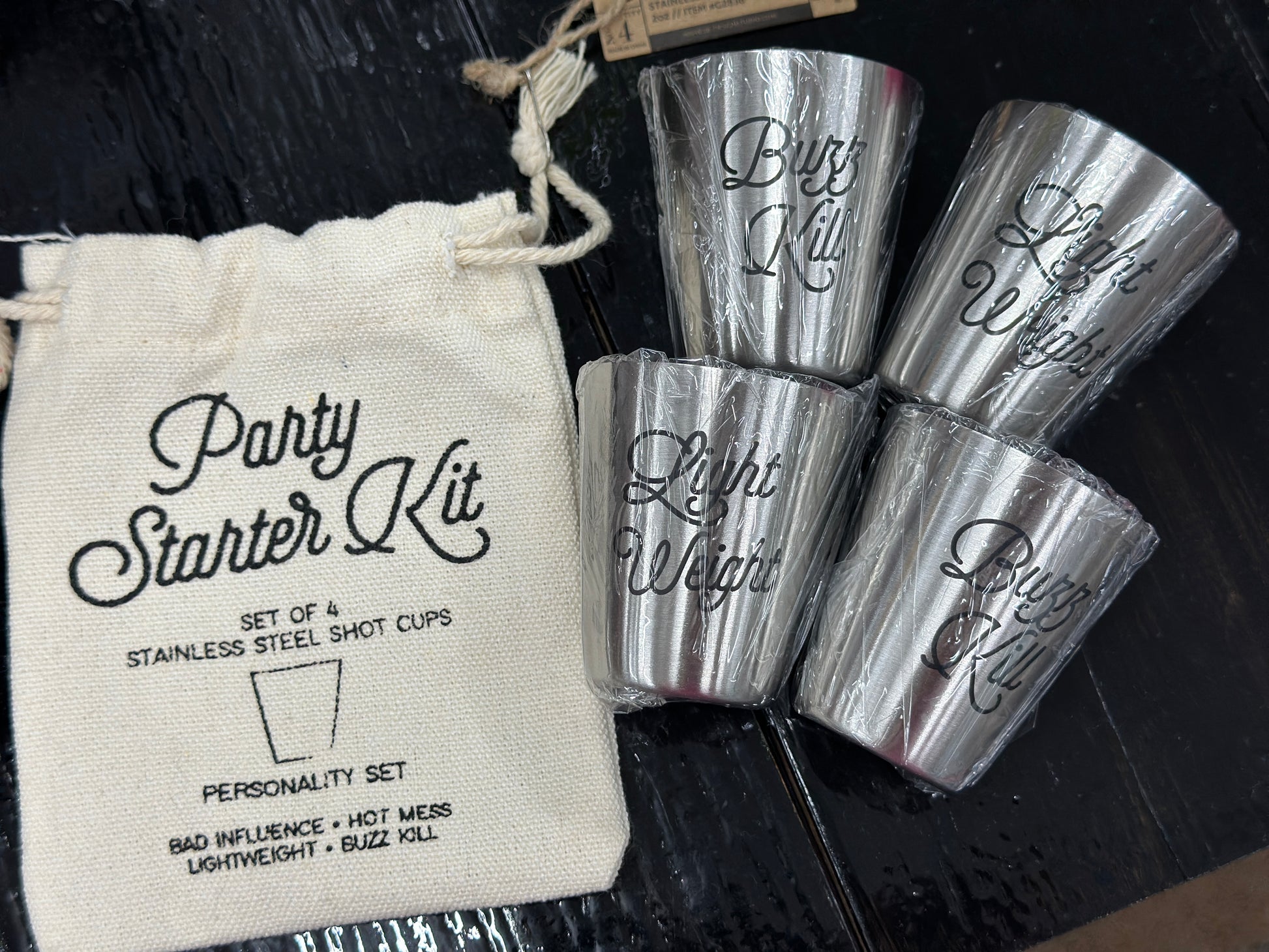 Party Starter 4pk Stainless Shot Cups