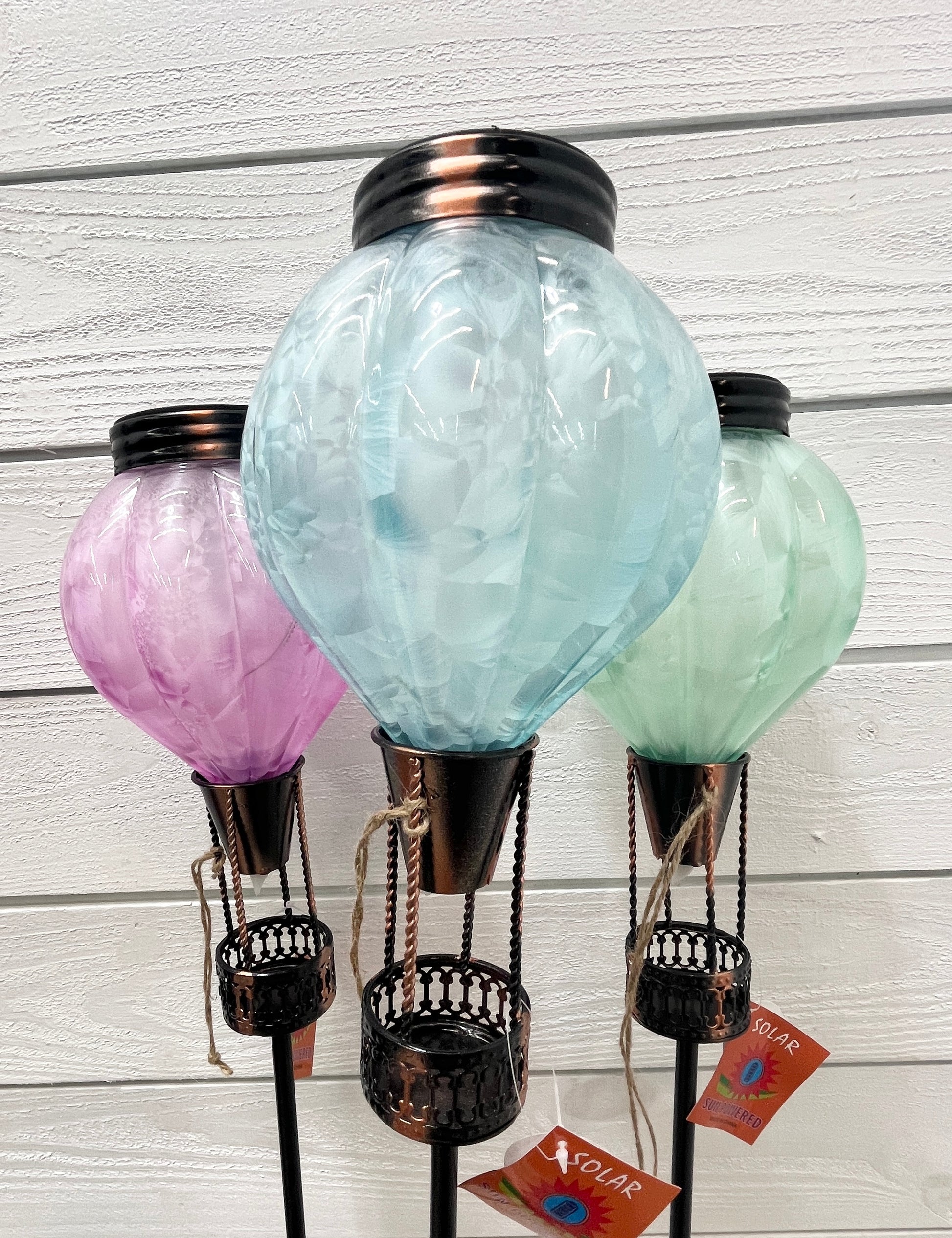 Patterned Glass Hot Air Balloon On Pole