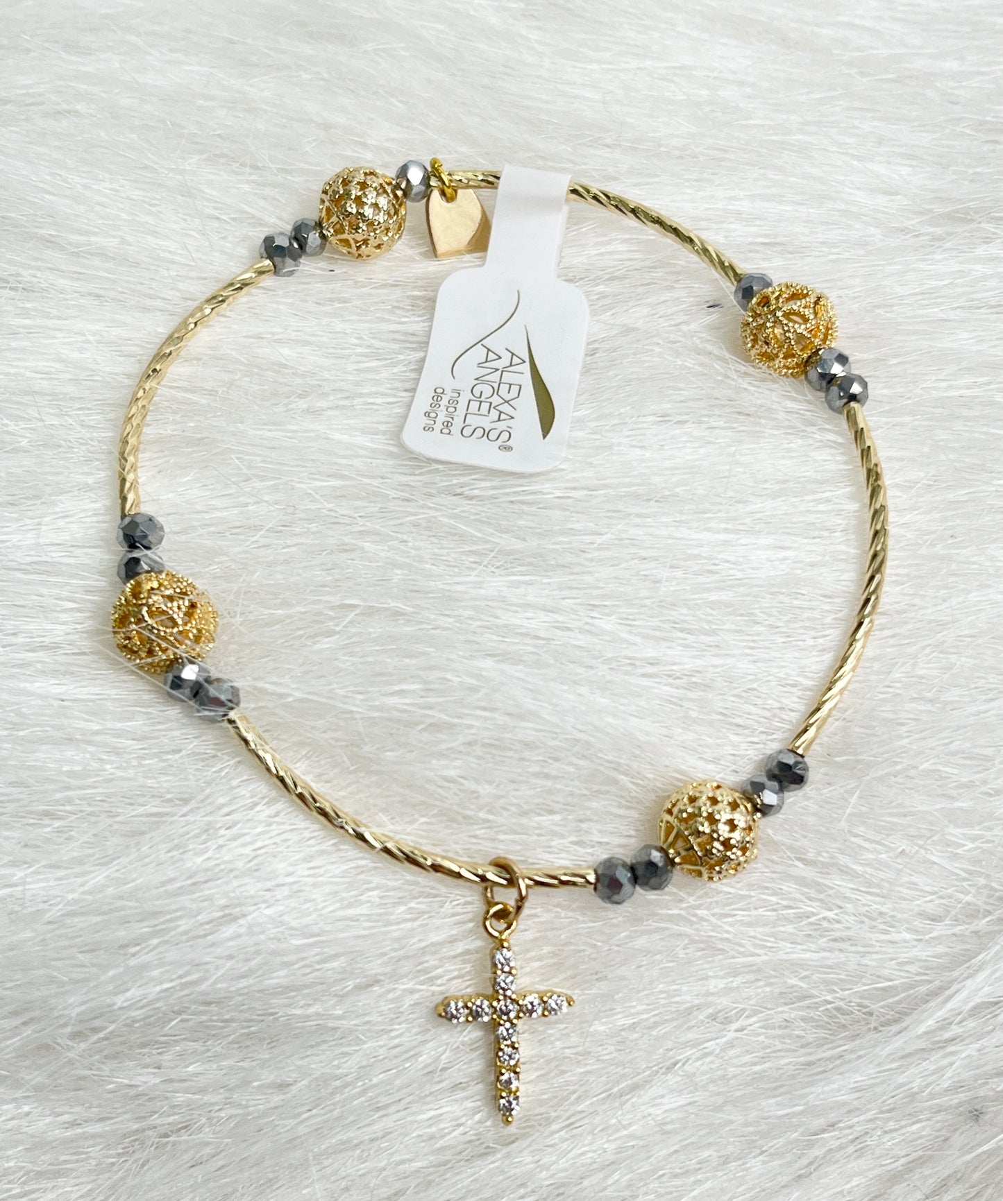 Gold Bracelets With Crystal Cross Charm