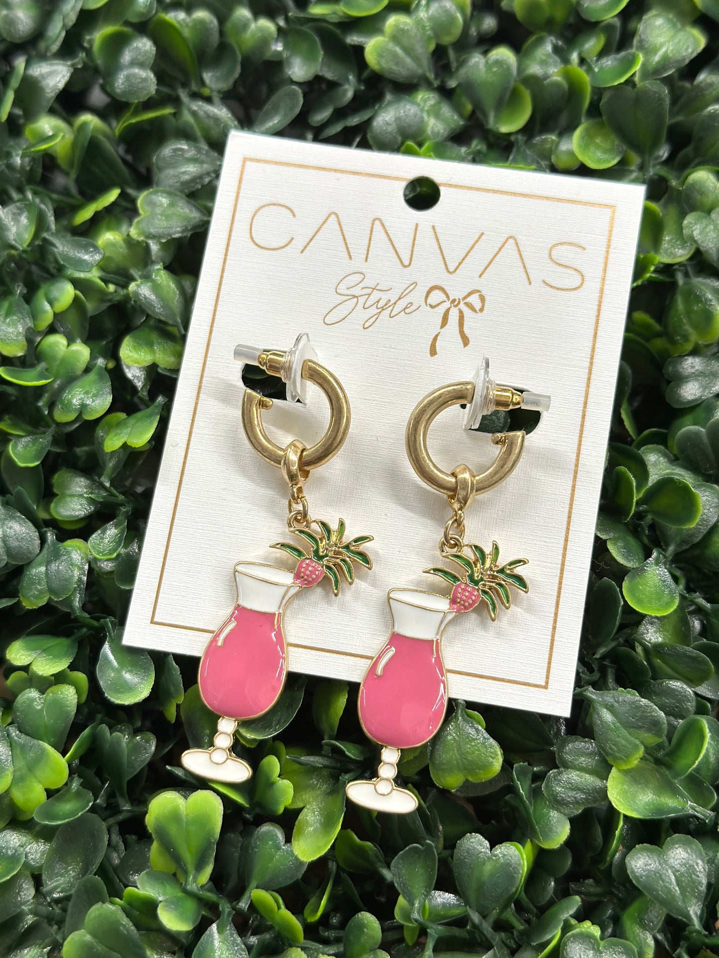 Canvas Style Pink Fruity Daquari Earrings