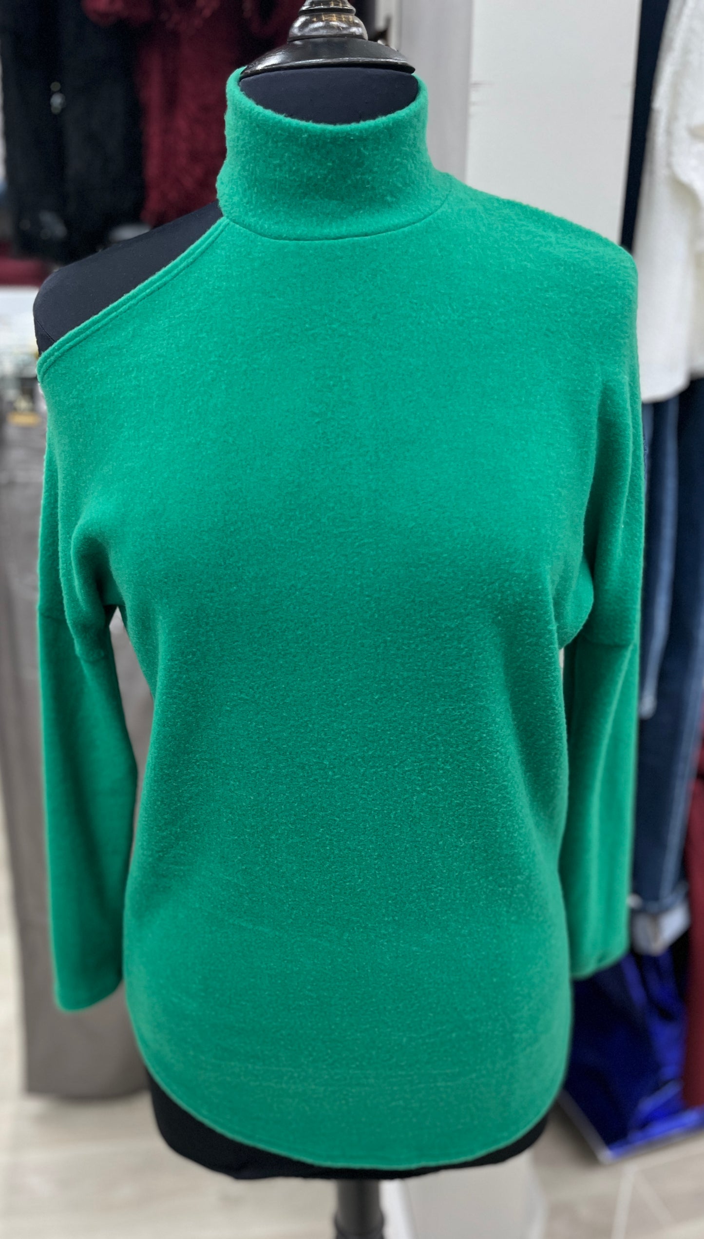 Soft One Shoulder Sweater With High Neck