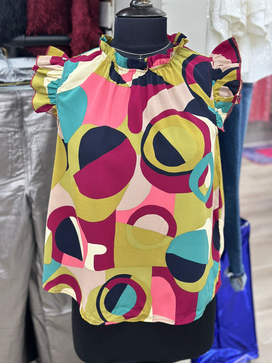 Multi-Colored Abstract Print Shirt