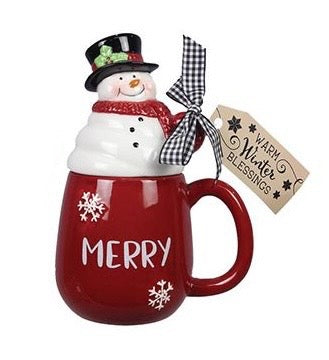 Red Mug Snowman Lid
