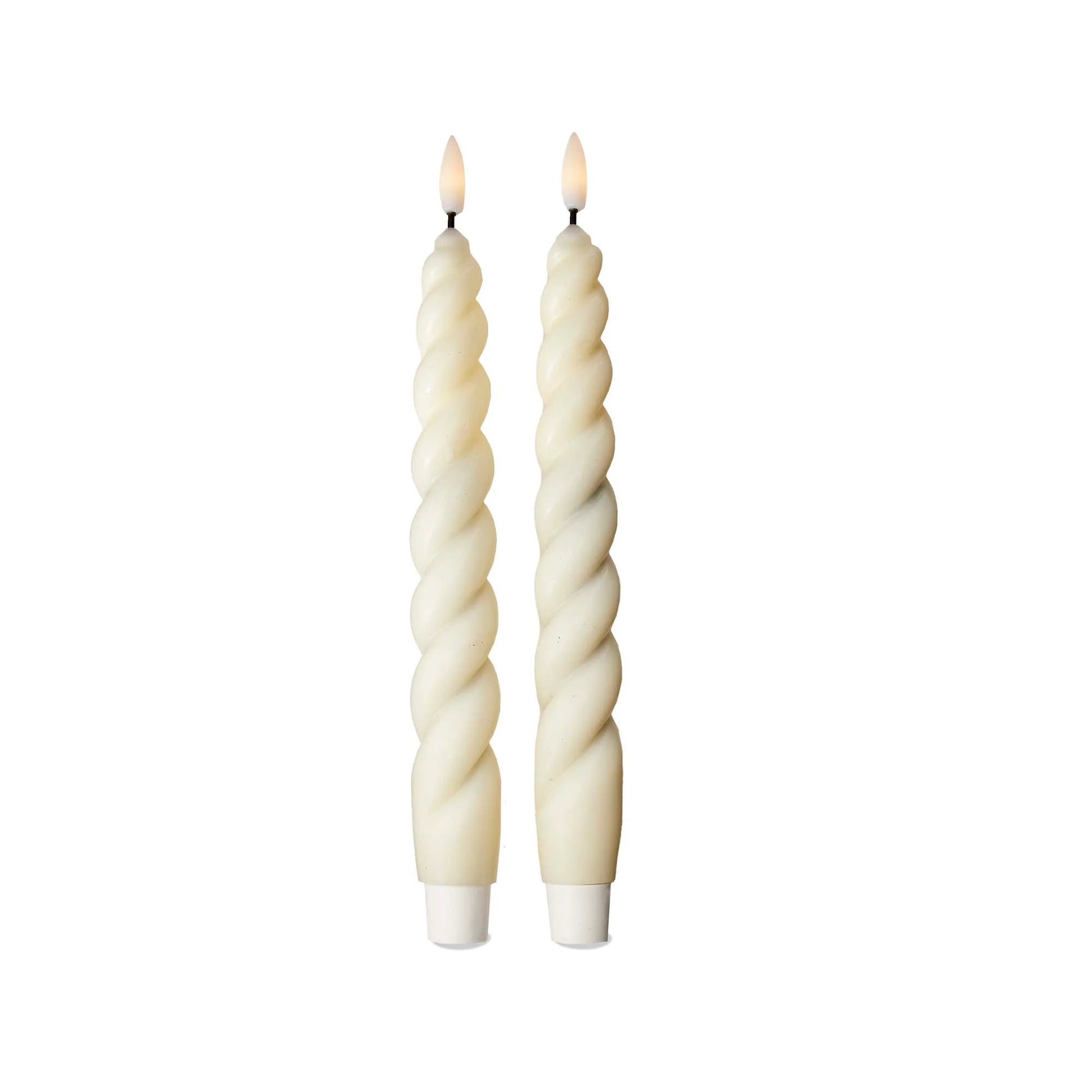 Ivory Spiral Led Tapers Set Of 2