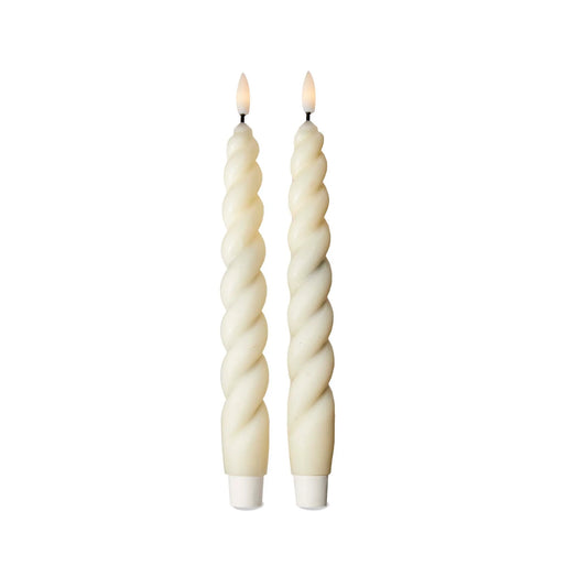 Ivory Spiral Led Tapers Set Of 2