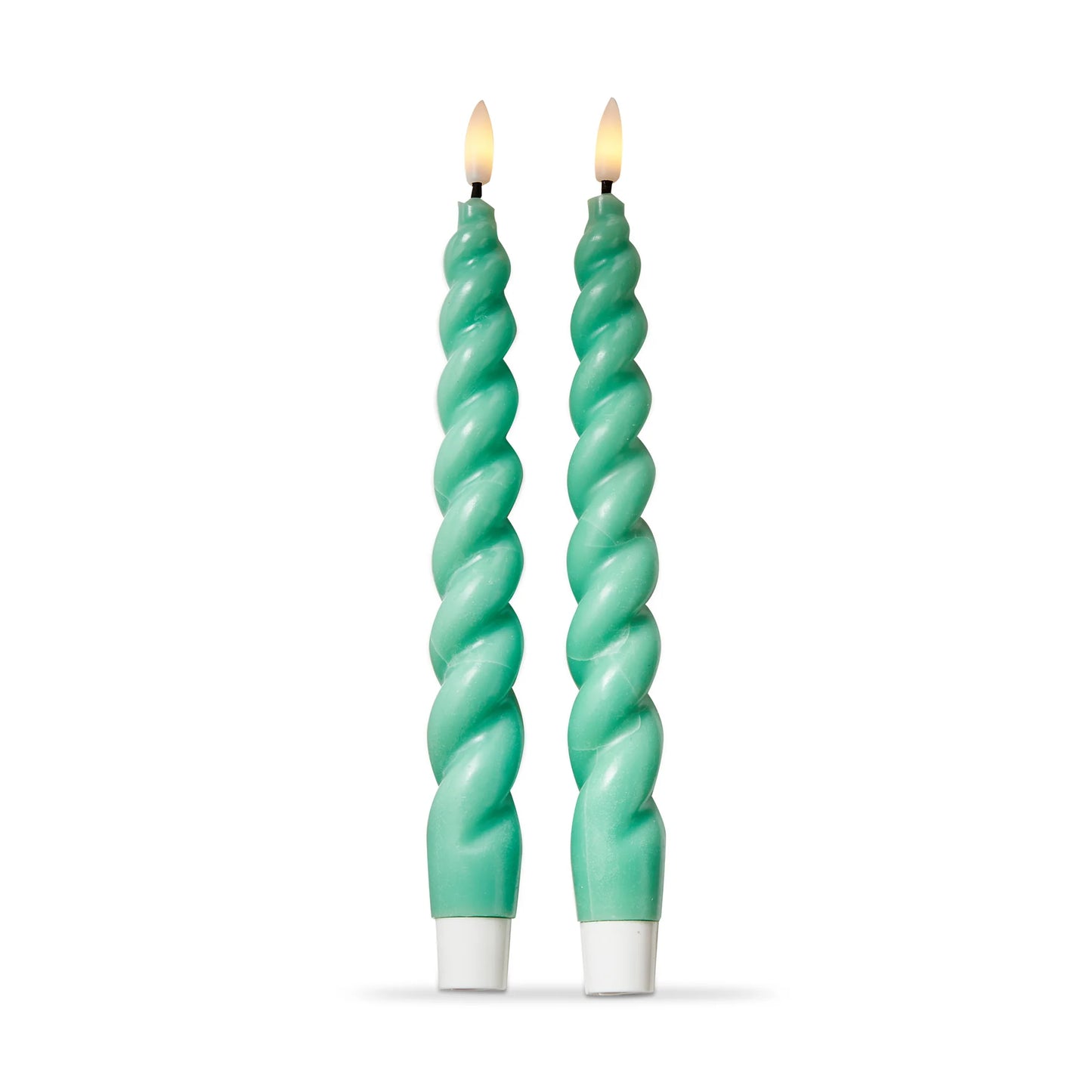Green Spiral Led Tapers Set Of 2