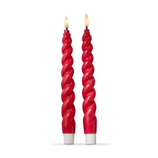Dark Pink Spiral Led Tapers Set Of 2