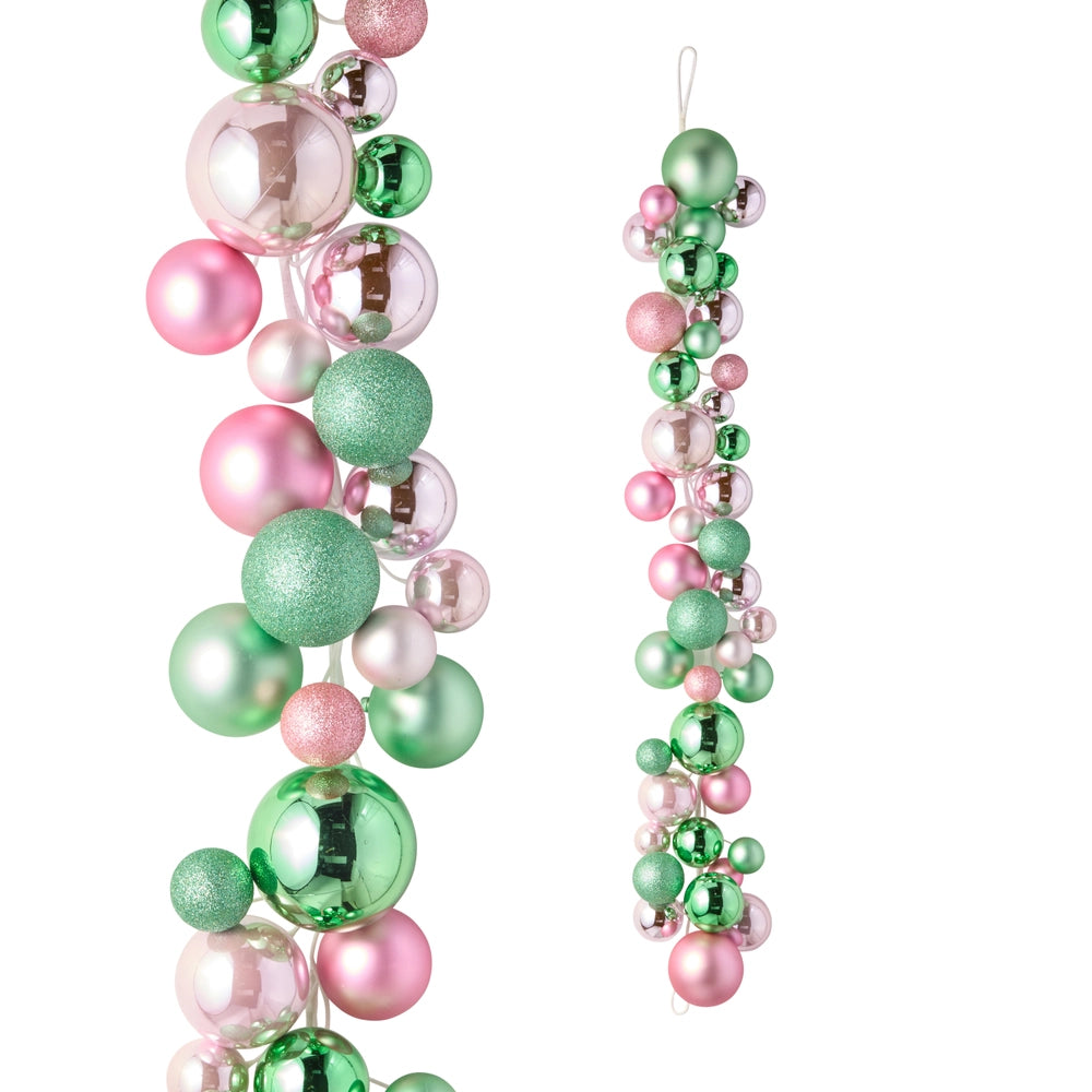 4' Pink and Green Ball Garland