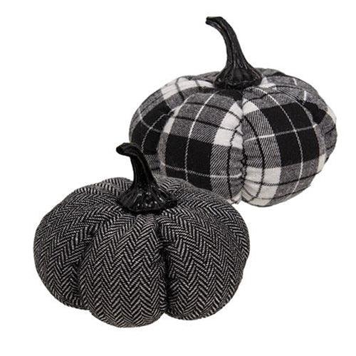 Black & White Patterned Plush Pumpkin
