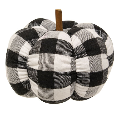 Black & White Buffalo Plaid Stuffed Pumpkin