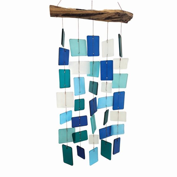 Ocean Beveled Squares Glass Chime