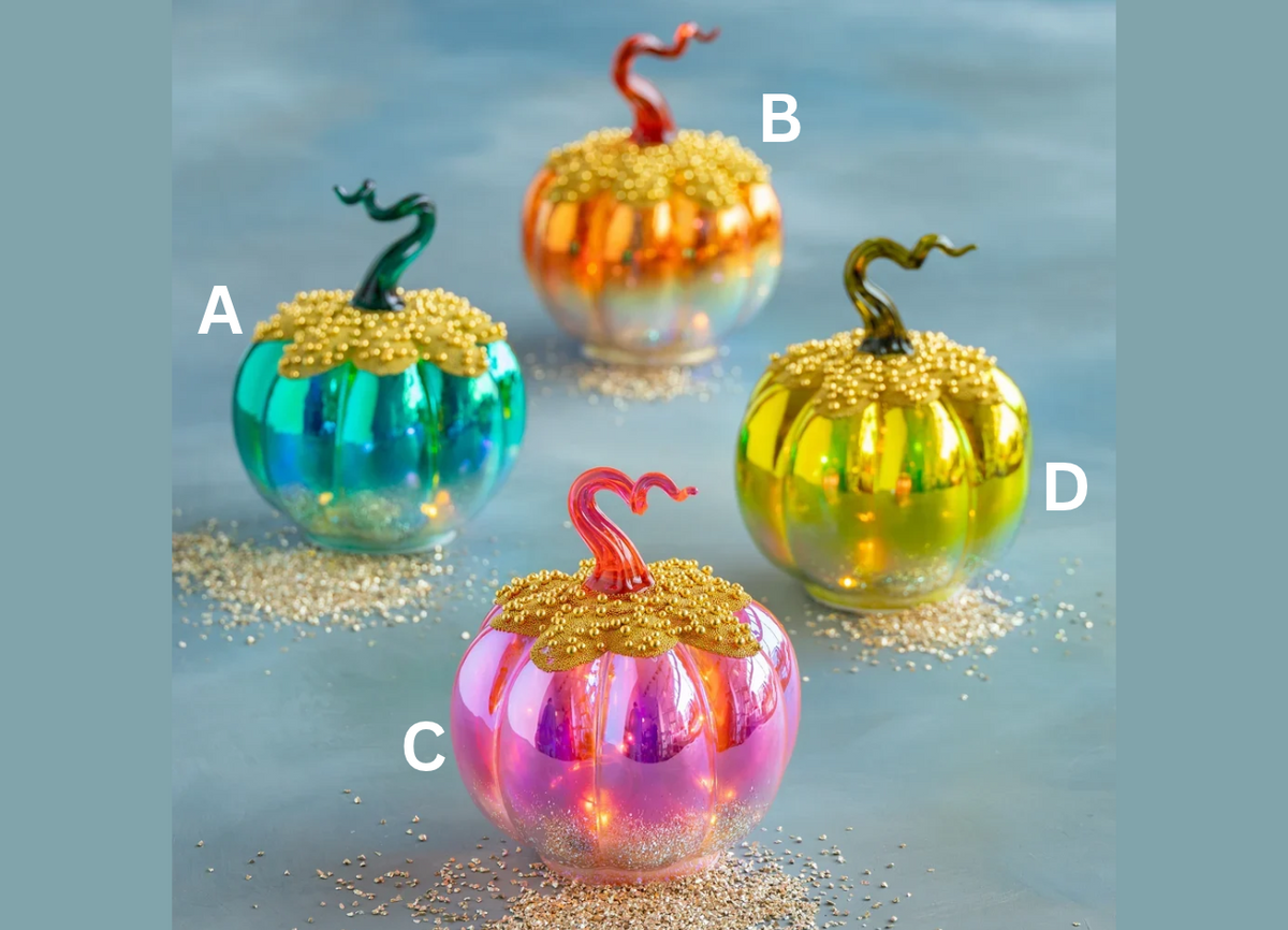 Glitterville Lighted Pavé Glass Pumpkin