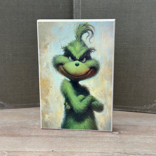 Grinchly Portrait Painting- 4x6 Block