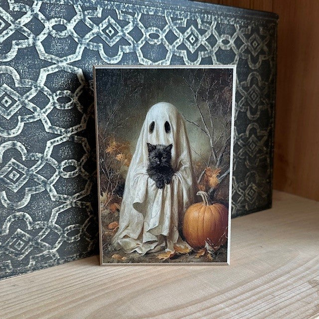Ghost & Kitten- 4x6 Block