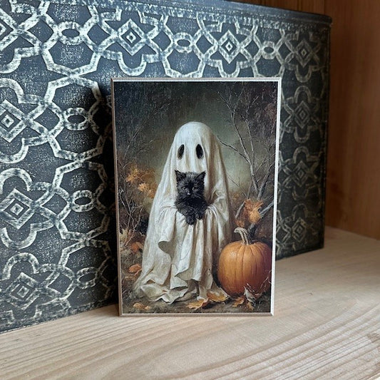 Ghost & Kitten- 4x6 Block