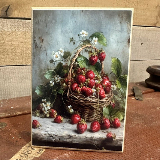 Basket Of Strawberries- 4x6 Block