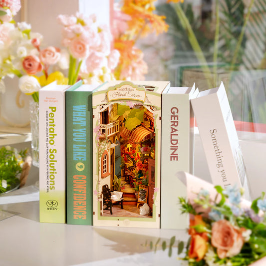 Floral Corner w/ Dust Cover DIY Miniature Book Nook Kit