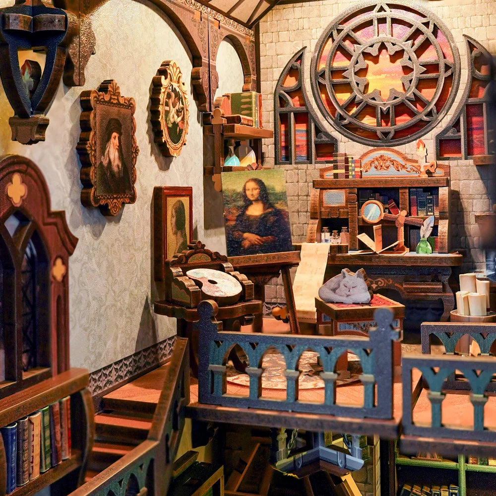 Leonardo Da Vinci w/ Dust Cover Type::DIY Miniature Book Nook Kit