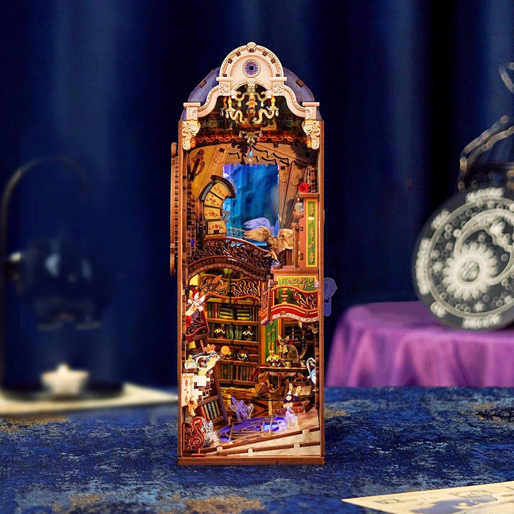 Magical Library w/ Dust Cover Type::DIY Miniature Book Nook Kit