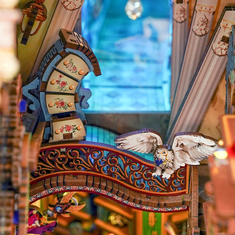 Magical Library w/ Dust Cover Type::DIY Miniature Book Nook Kit