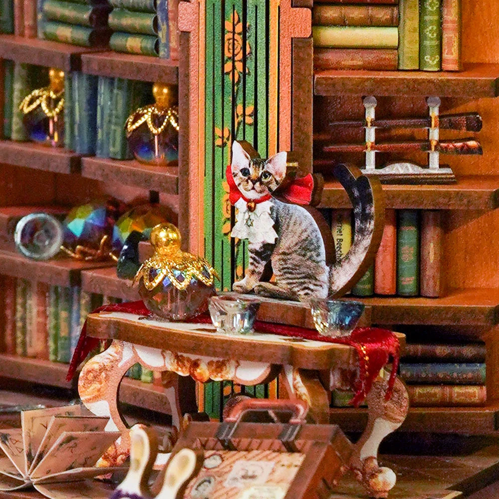 Magical Library w/ Dust Cover Type::DIY Miniature Book Nook Kit