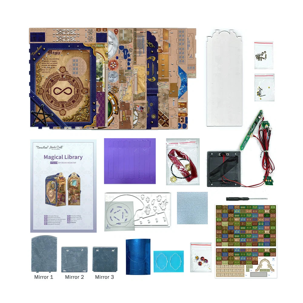 Magical Library w/ Dust Cover Type::DIY Miniature Book Nook Kit