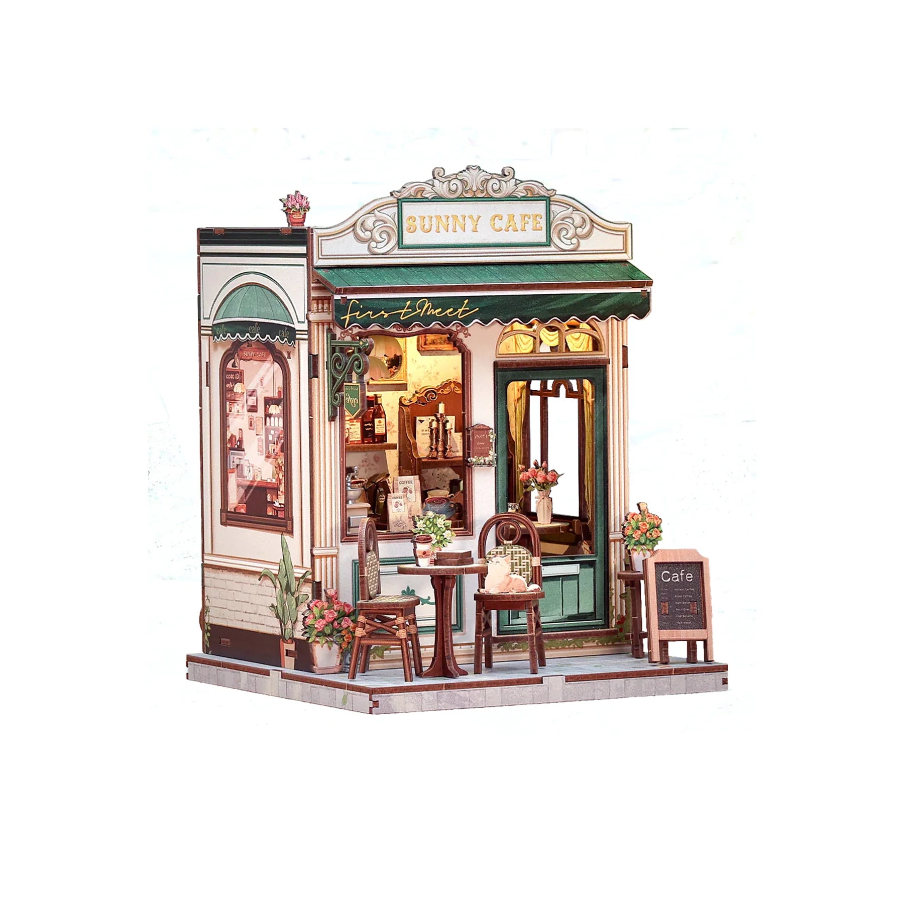 Sunny Cafe DIY Miniature Book Nook Kit