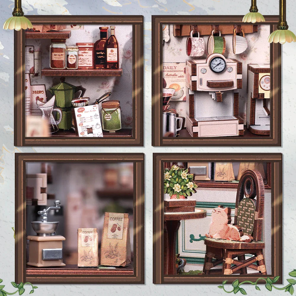 Sunny Cafe DIY Miniature Book Nook Kit