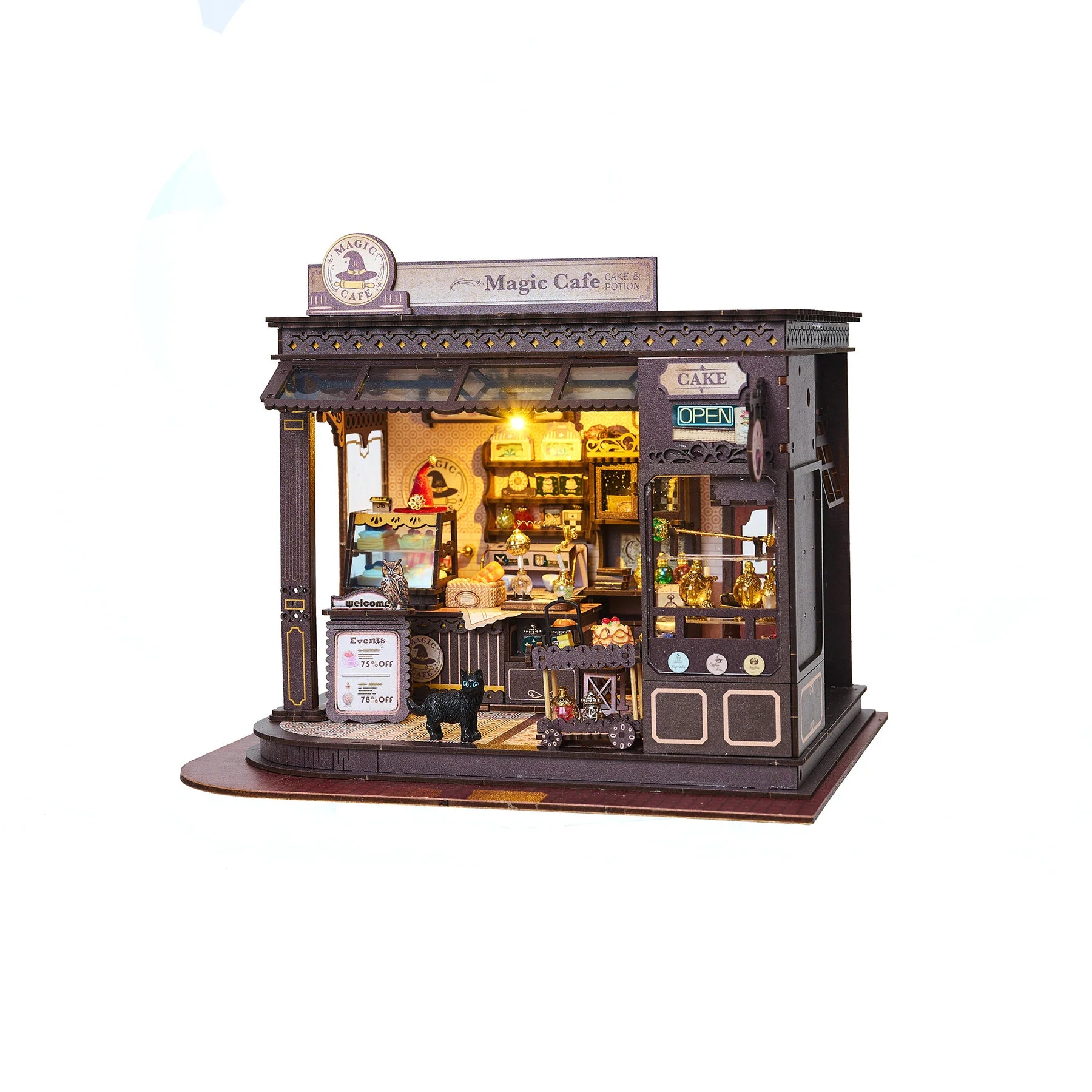 Magic Cafe w/ Dust Cover Type::DIY Miniature Book Nook Kit