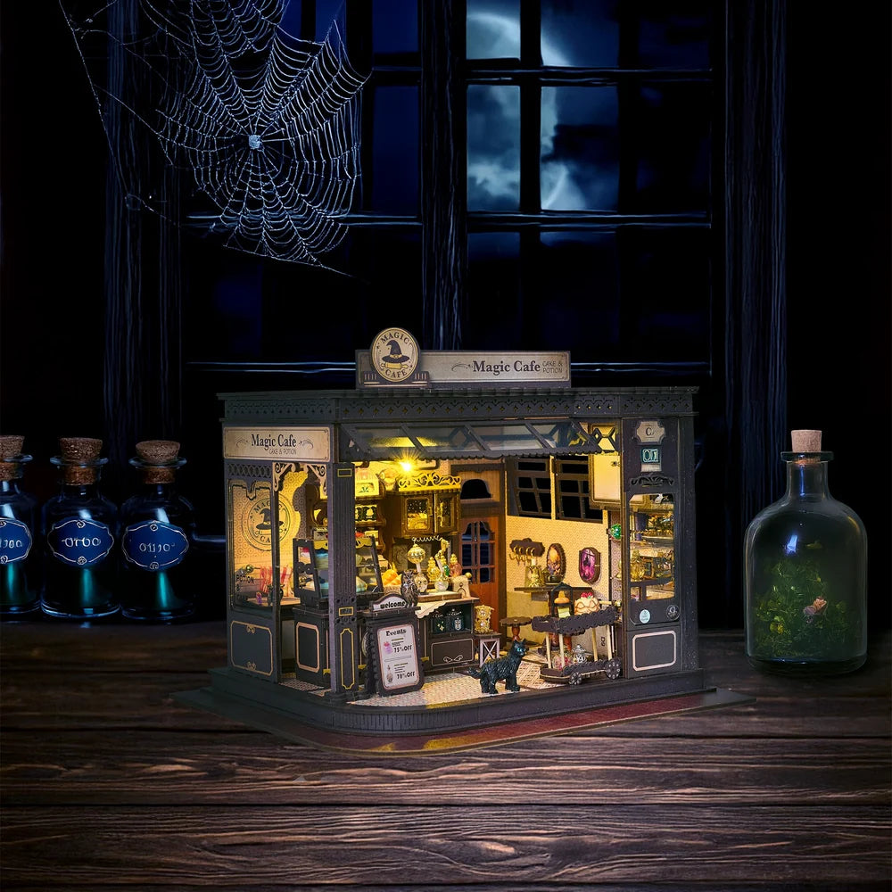 Magic Cafe w/ Dust Cover Type::DIY Miniature Book Nook Kit