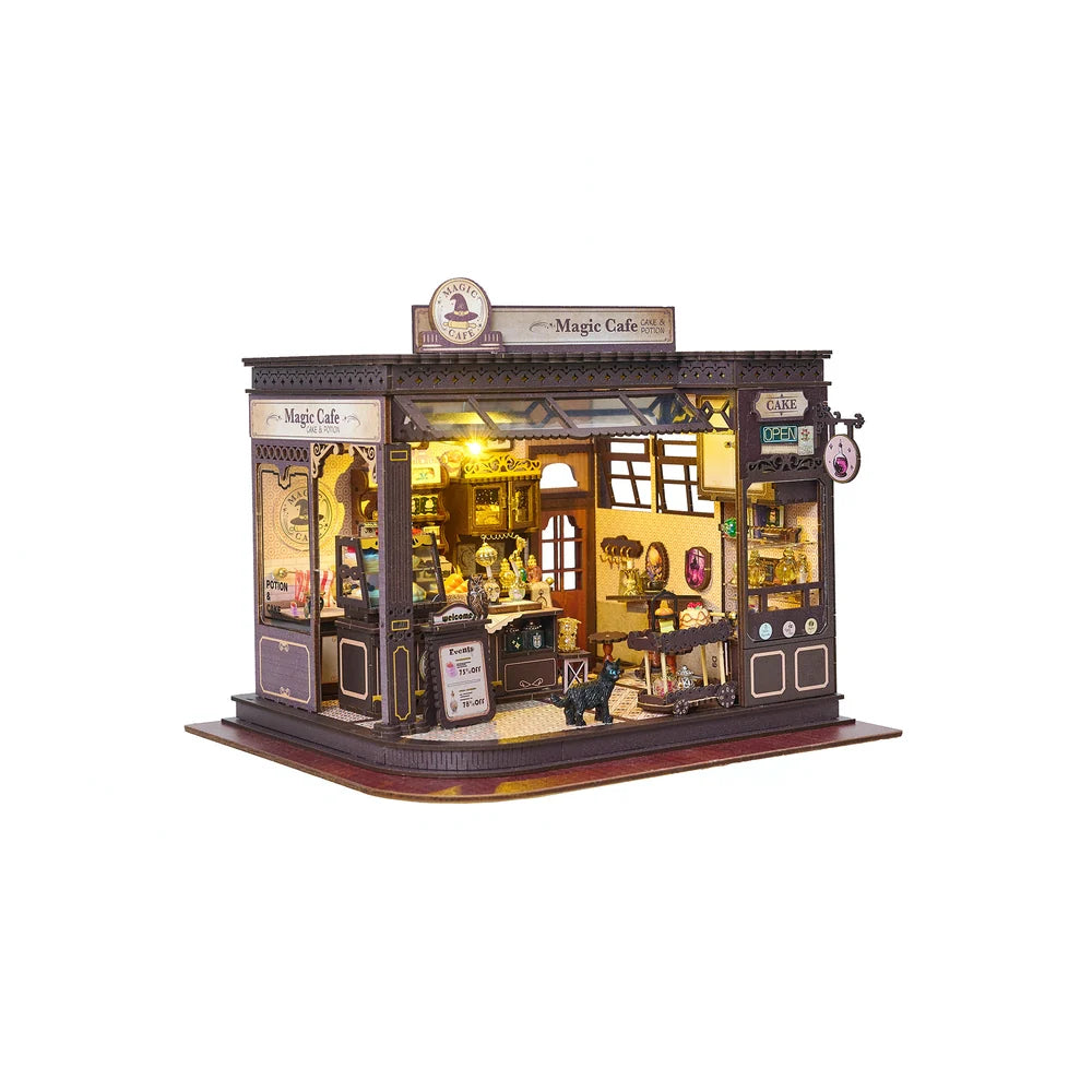 Magic Cafe w/ Dust Cover Type::DIY Miniature Book Nook Kit