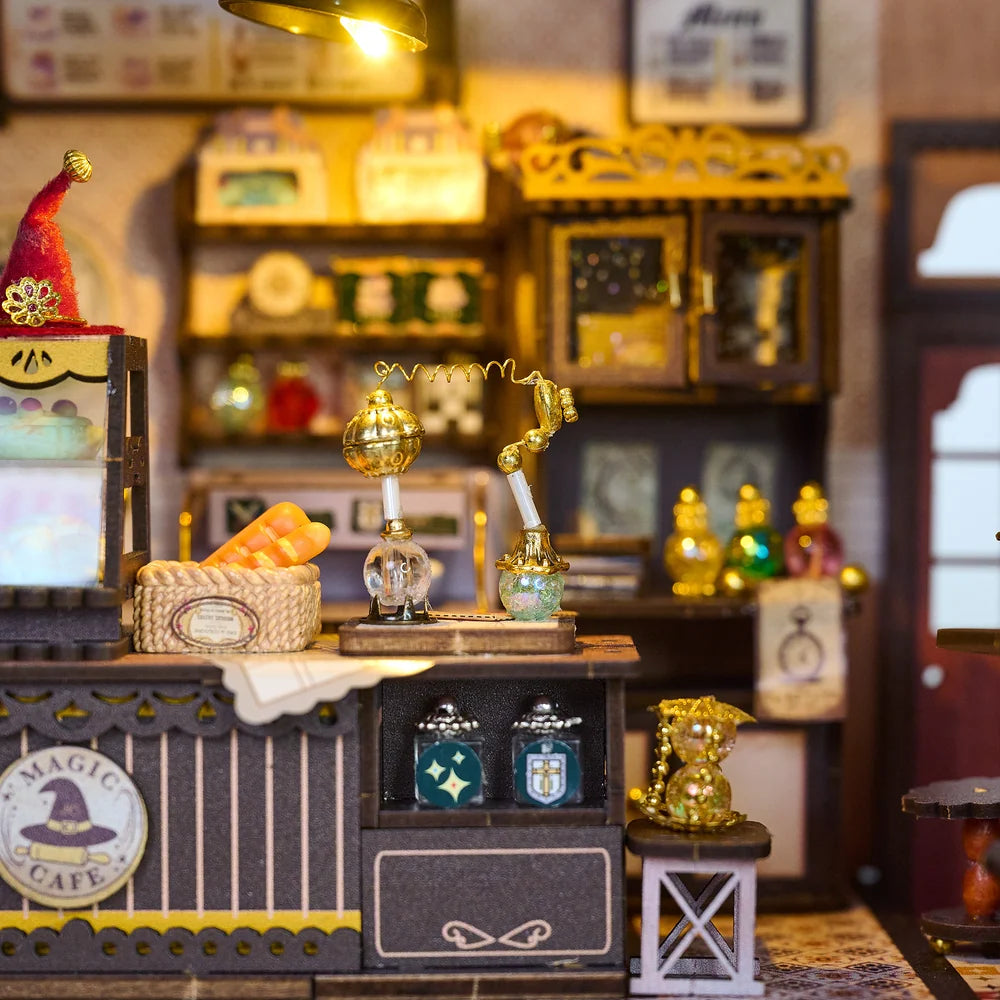 Magic Cafe w/ Dust Cover Type::DIY Miniature Book Nook Kit