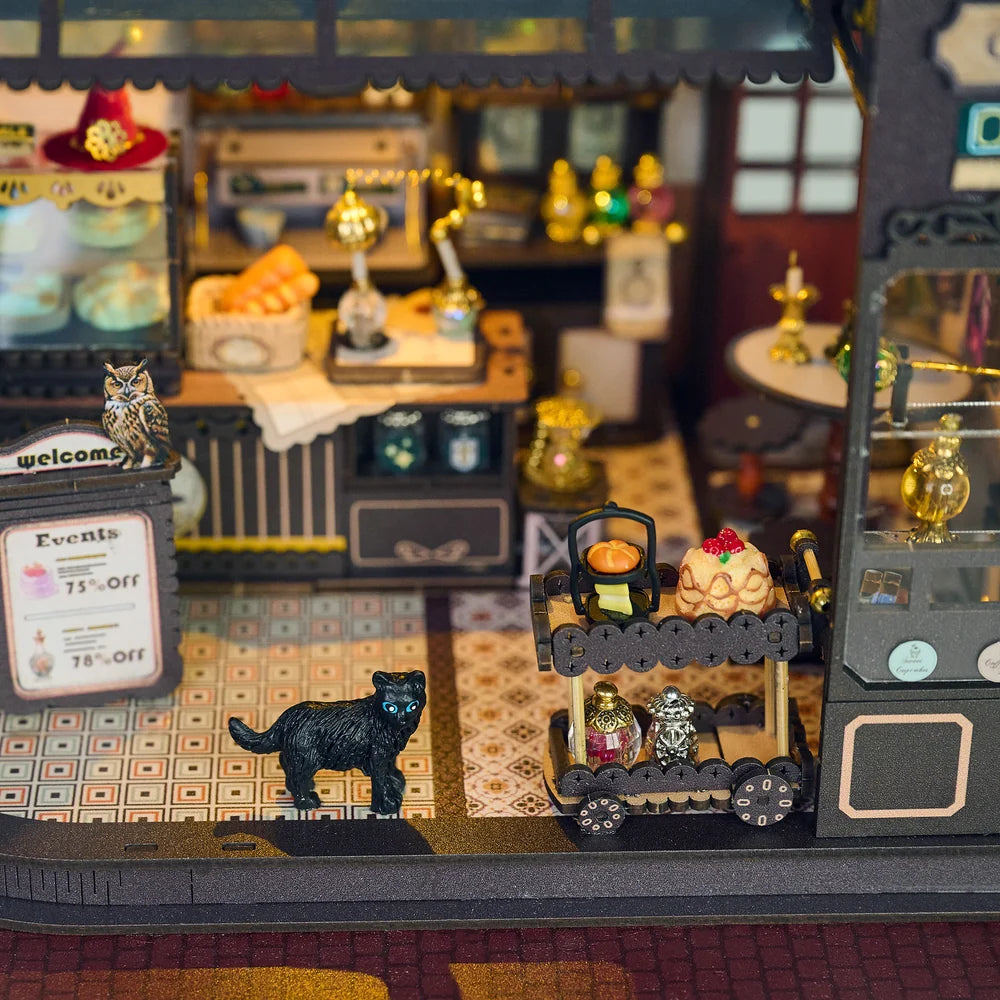 Magic Cafe w/ Dust Cover Type::DIY Miniature Book Nook Kit
